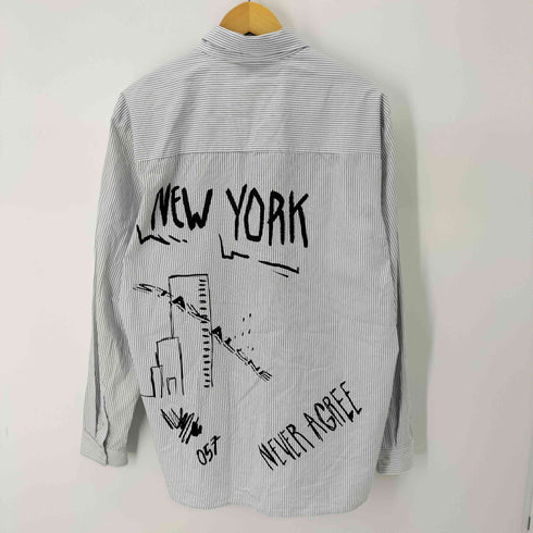 ザラ ZARA ペイント加工 L/Sストライプシャツ メンズ JPN:L