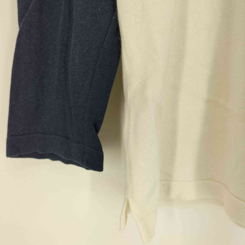 ISLAND KNIT WORKS NAVY プリント スリーブ 切替 コットン ニット メンズ