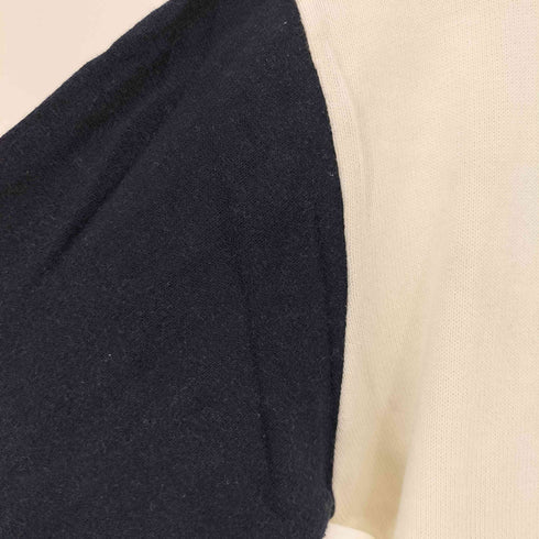ISLAND KNIT WORKS NAVY プリント スリーブ 切替 コットン ニット メンズ
