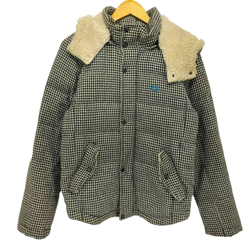 フレッドペリー FRED PERRY 千鳥格子 ロゴ刺繍 ウールダウンジャケット メンズ import:M