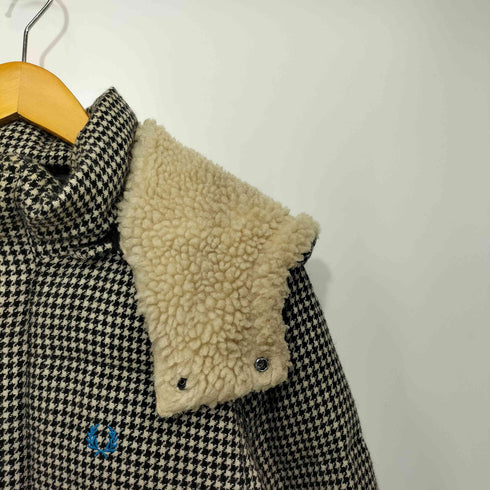フレッドペリー FRED PERRY 千鳥格子 ロゴ刺繍 ウールダウンジャケット メンズ import:M