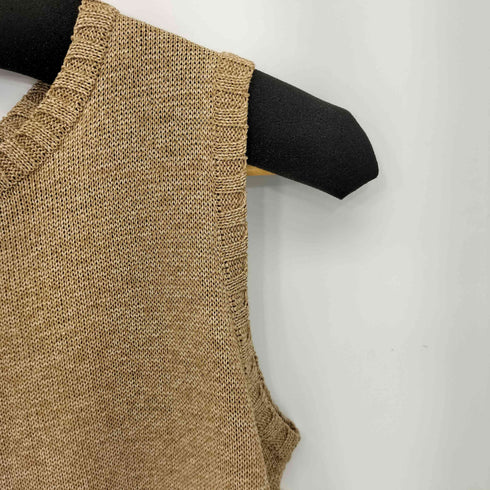 ピエールカルダン pierre cardin コットン混 レーヨン フロント花模様 ノースリーブ ニットワンピース レディース import:M