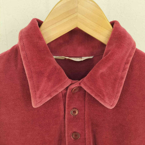 THANE 70s MADE IN HONGKONG 片ポケ パイルL/Sポロシャツ 襟芯 メンズ import:M