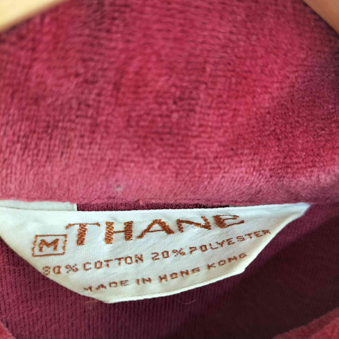 THANE 70s MADE IN HONGKONG 片ポケ パイルL/Sポロシャツ 襟芯 メンズ import:M