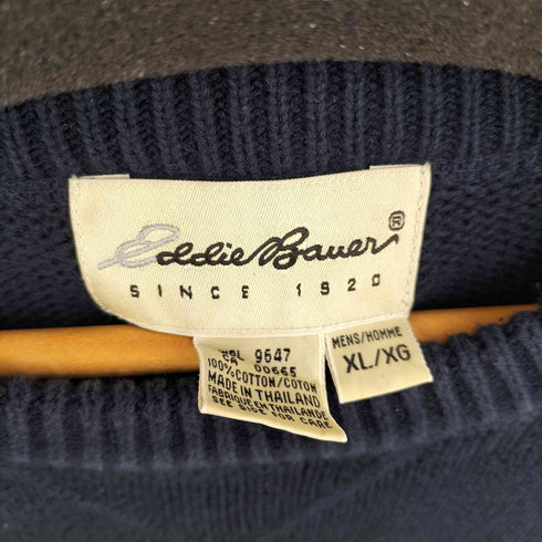 エディーバウアー Eddie Bauer 90s 白タグ 前ガゼット コットンニット メンズ import:XL