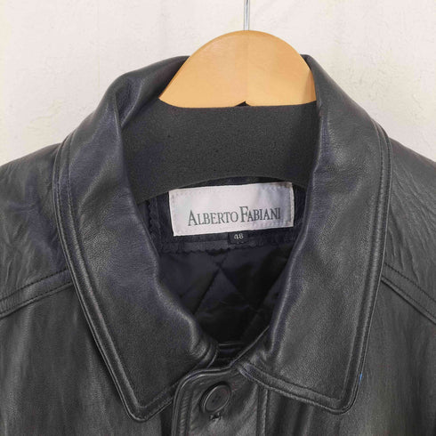 ALBERTO FABIANI 裏地キルティング ラムスキン 比翼レザーコート メンズ EUR:48