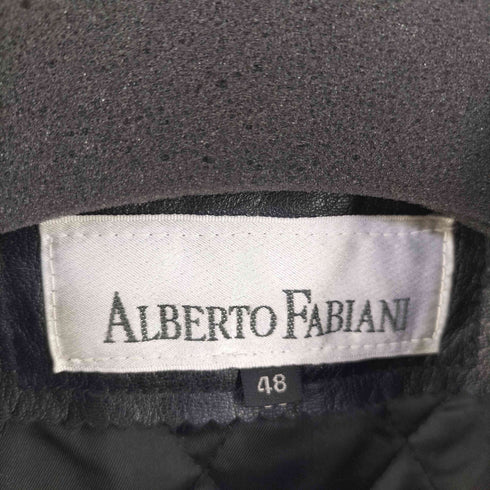 ALBERTO FABIANI 裏地キルティング ラムスキン 比翼レザーコート メンズ EUR:48