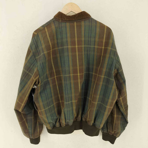 ポロバイラルフローレン Polo by RALPH LAUREN 90s MADE IN PORTUGAL 襟コーズ オイルドコットン チェックブルゾン ショート丈 メンズ import:L