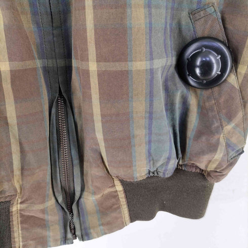ポロバイラルフローレン Polo by RALPH LAUREN 90s MADE IN PORTUGAL 襟コーズ オイルドコットン チェックブルゾン ショート丈 メンズ import:L