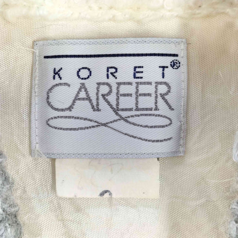KORET CAREER USA製 ストライプ柄 ウール ノーカラーニット レディース JPN:M