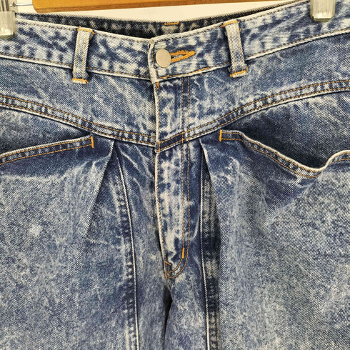 エドウィン EDWIN 1タック ステッチデザイン ケミカルウォッシュ テーパード デニム パンツ メンズ W:78 H:98