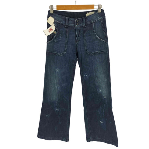 ディーゼル DIESEL 00S イタリア製 VOLVER ベイカーポケット ダメージ ワイド デニム パンツ Y2K レディース W26 L30