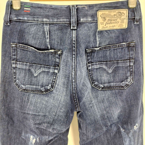ディーゼル DIESEL 00S イタリア製 VOLVER ベイカーポケット ダメージ ワイド デニム パンツ Y2K レディース W26 L30