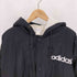 アディダス adidas 80-90S 三角タグ 裏ボア ビッグ トレフォイル ロゴ プリント ナイロン スナップボタン フーデッド ベンチコート メンズ import:M