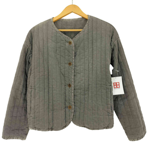 ネストローブ nest Robe リネン混 ノーカラー リバーシブル クロップド ジャケット レディース
