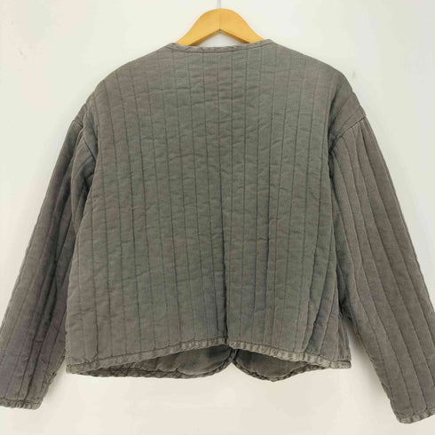ネストローブ nest Robe リネン混 ノーカラー リバーシブル クロップド ジャケット レディース