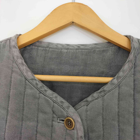 ネストローブ nest Robe リネン混 ノーカラー リバーシブル クロップド ジャケット レディース