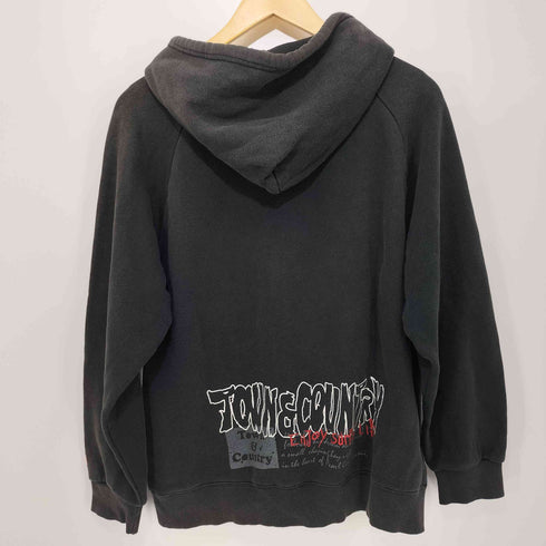 タウンアンドカントリー TOWN & COUNTRY 両面ロゴプリントフェード ラグランスリーブプルオーバーパーカー メンズ M