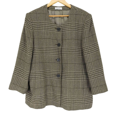 BBNY ウールチェックノーカラージャケット レディース