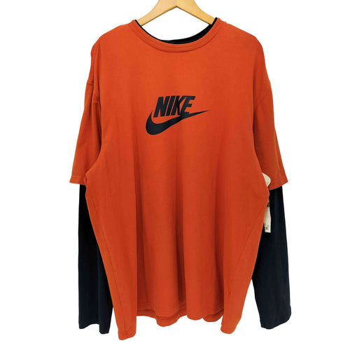 ナイキ NIKE フロントスウォッシュプリント フェイクレイヤードロングスリーブTシャツ メンズ XXL