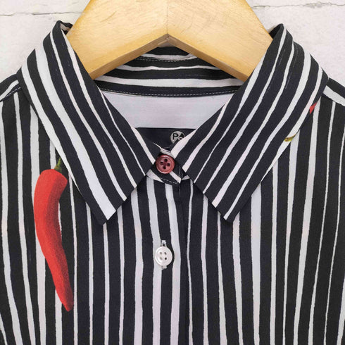 ピーエスポールスミス PS Paul Smith 唐辛子プリント ストライプシャツ レディース