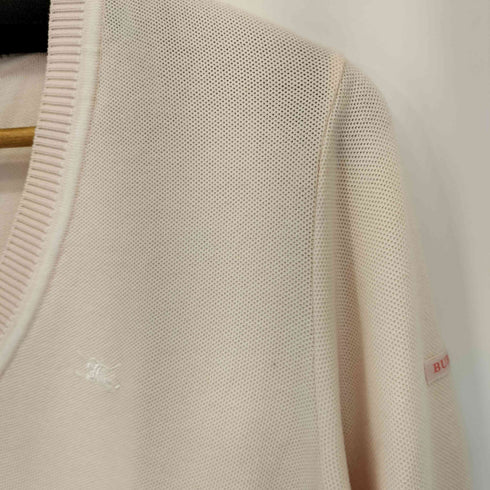 バーバリーゴルフ BURBERRY GOLF ロゴ刺繍Vネックコットンニット レディース import:L