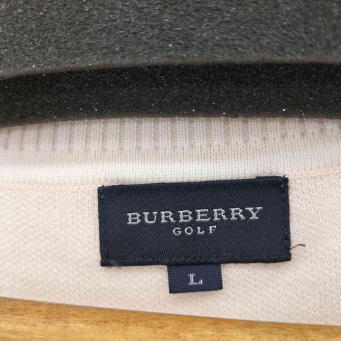 バーバリーゴルフ BURBERRY GOLF ロゴ刺繍Vネックコットンニット レディース import:L