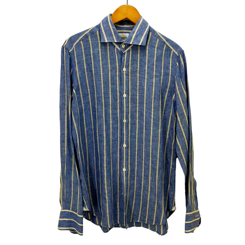ジャンネット giannetto イタリア製 リネン ストライプ S/S シャツ メンズ