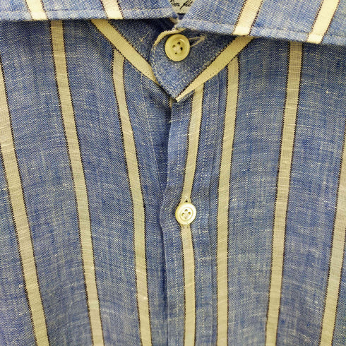 ジャンネット giannetto イタリア製 リネン ストライプ S/S シャツ メンズ