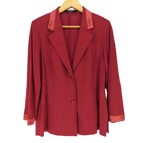 レオナール LEONARD 襟袖総柄 リネン100ジャケット レディース JPN:XL