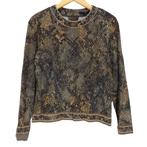 レオナール LEONARD バックジップ総柄L/S TEE レディース JPN:XL