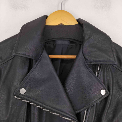エイチアンドエム H&M フェイクレザーダブルライダースジャケット レディース import:M