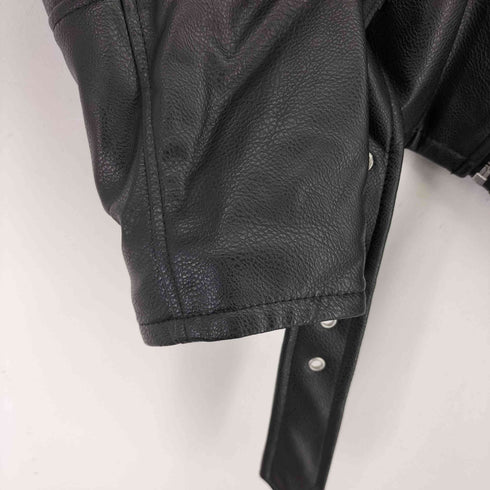 エイチアンドエム H&M フェイクレザーダブルライダースジャケット レディース import:M