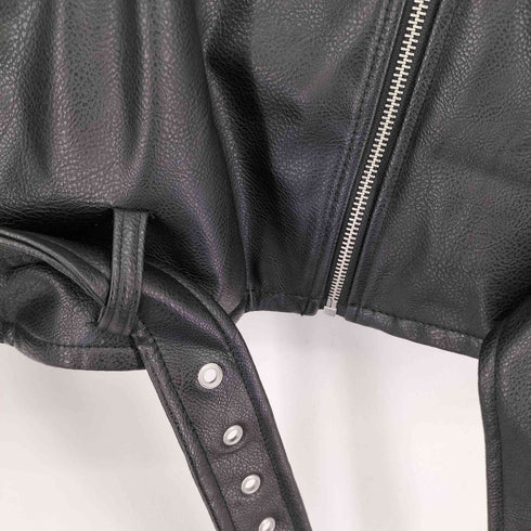 エイチアンドエム H&M フェイクレザーダブルライダースジャケット レディース import:M