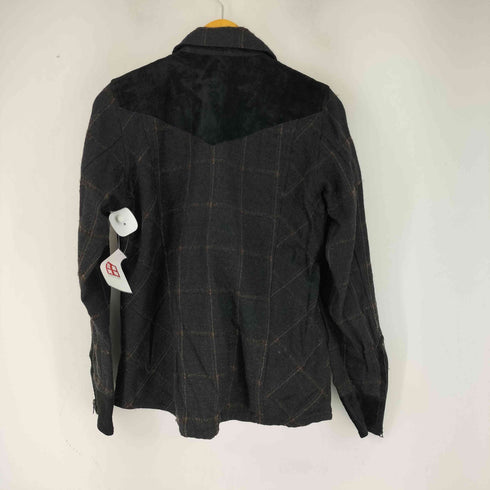 RAW LIFE レザー切替 L/S ウールチェックシャツ メンズ JPN:M