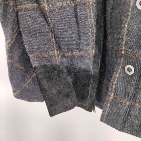 RAW LIFE レザー切替 L/S ウールチェックシャツ メンズ JPN:M