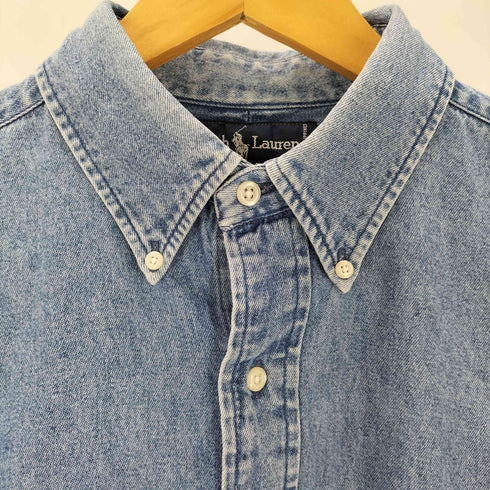 ラルフローレン RALPH LAUREN 90s ポニー刺繍 ボタンダウンデニムシャツ メンズ import:L