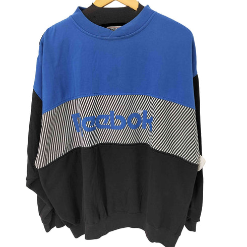 リーボック Reebok ロゴプリントバイカラースウェットプルオーバー ワイドシルエット メンズ JPN:XL