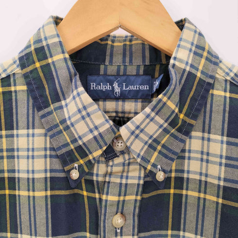 ラルフローレン RALPH LAUREN チェック柄 エルボーパッチ ボタンダウンシャツ メンズ import:XL