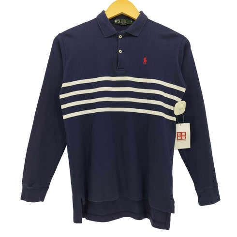 ポロバイラルフローレン Polo by RALPH LAUREN 80-90S ポニー刺繍 ボーダー 長袖 ポロシャツ メンズ import:L