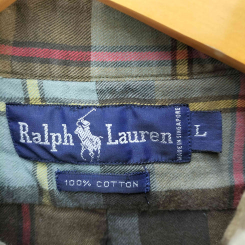 ラルフローレン RALPH LAUREN チェック柄ボタンダウンシャツ メンズ L