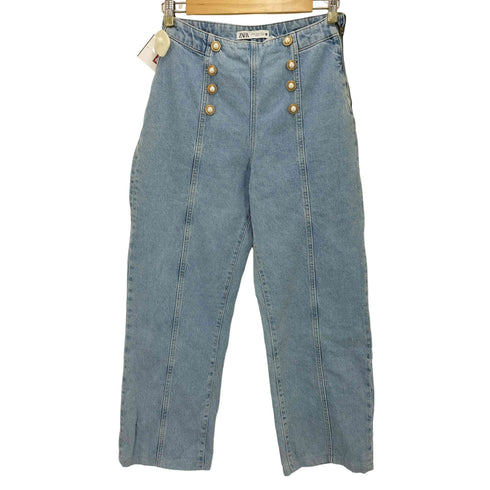 ザラ ZARA パールデザインワイドデニムパンツ レディース 38