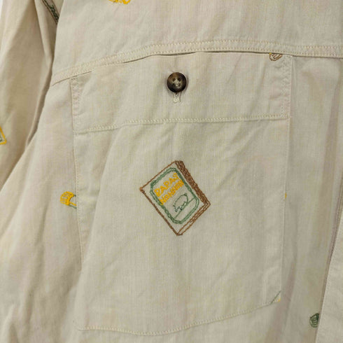 パパス papas 刺繍 ポケット付き 総柄シャツ メンズ import:L