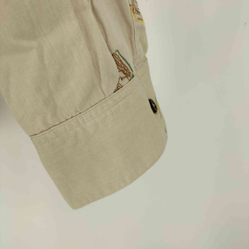 パパス papas 刺繍 ポケット付き 総柄シャツ メンズ import:L