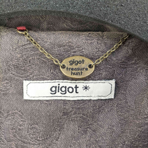 gigot ボタニカル柄 ジャガードコットンロングコート レディース