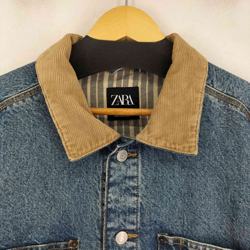 ザラ ZARA 襟コーデュロイ デニムトラッカージャケット メンズ import:L