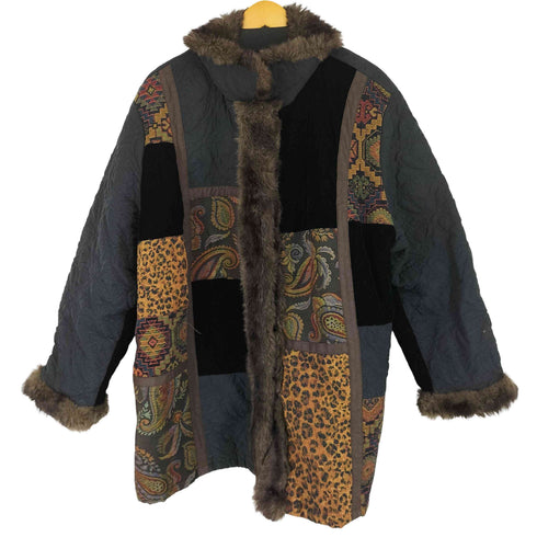 ファー付き キルティングパッチワークジャケット メンズ 3XL