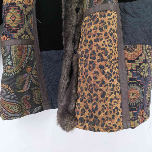 ファー付き キルティングパッチワークジャケット メンズ 3XL