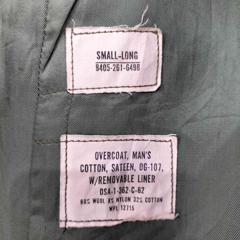 ユーエスアーミー U.S. ARMY 53年会計 M50 OVERCOAT トレンチコート 62年会計 M50 ウールライナー セット メンズ Short Small