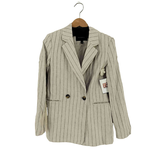 バナナリパブリック BANANA REPUBLIC LINEN DB 2 BUT ダブルブレスト コットンリネン ストライプテーラードジャケット レディース JPN:0